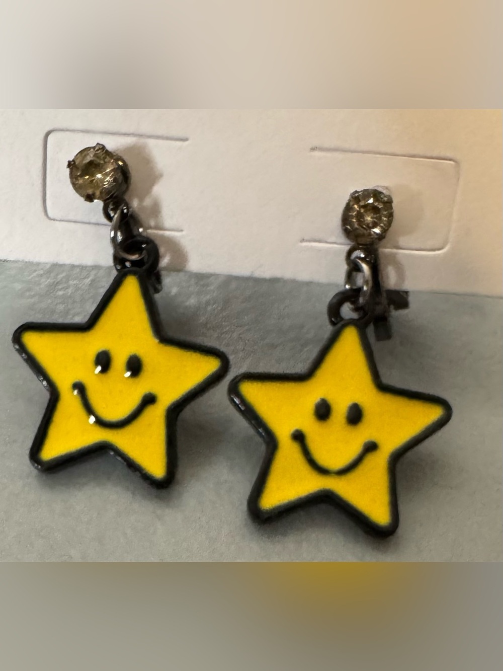 Kids Yellow Star Smile Dangle Earrings Fun Kids Accessories Nintendo star Mario